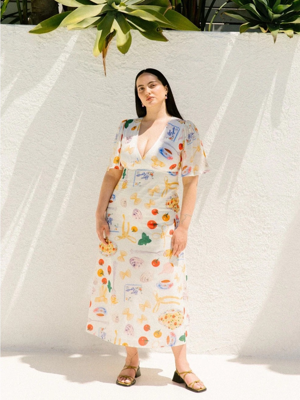 New Lisa Says Gah Grace midi dress in Buon Appetito pasta print